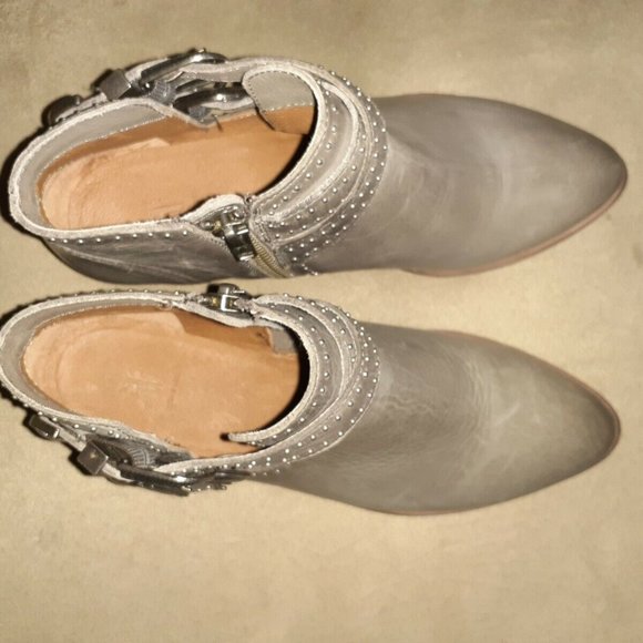 FRYE-Ray Deco Western Shootie/Bootie Ankle Boot-Grey Leather-6M-NWOB - Picture 6 of 7